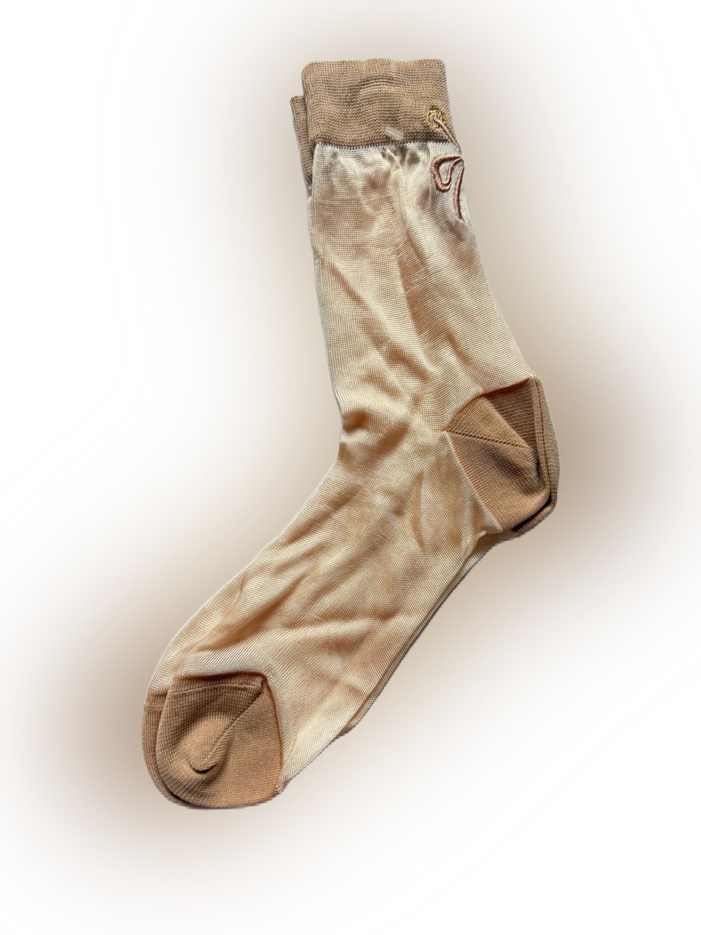 Maria La Rosa Silky Cream Socks With Bow New